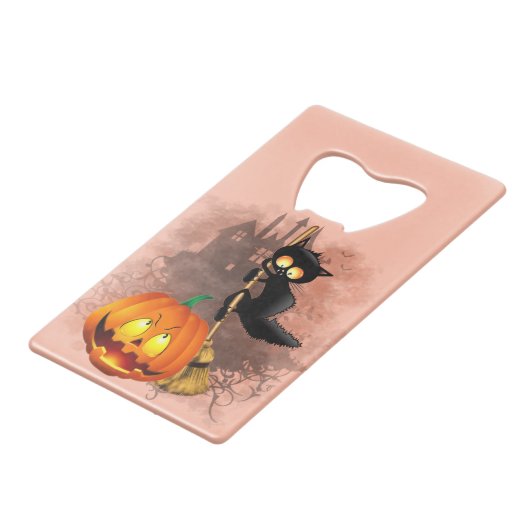 Chat effrayé par Citrouille Fun Halloween caractèr (Devant Angle)