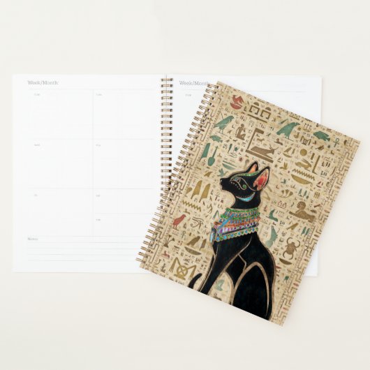 Chat égyptien - Bastet sur le papyrus (Devant avec enveloppe)