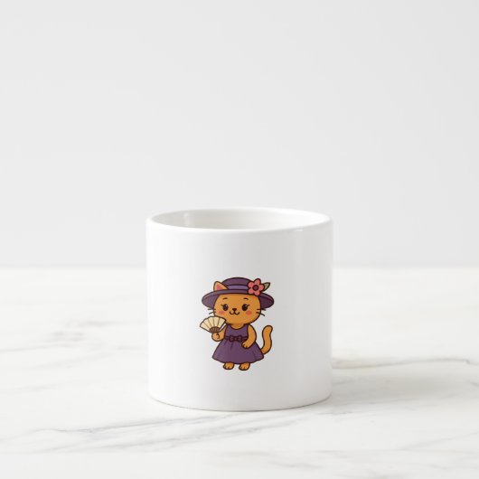 Chat Élégant avec Éventail - Mug Spécial (Devant)