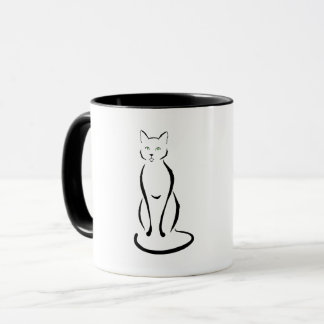 Chat élégant avec la tasse de yeux verts