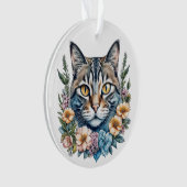 Chat en aquarelle mignonne avec fleurs Noël (devant)