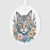 Chat en aquarelle mignonne avec fleurs Noël (devant)