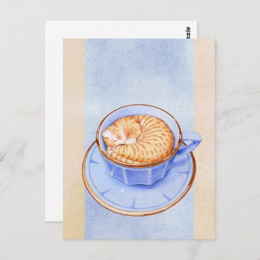 Chat en café 2 Carte postale (Devant / Derrière)