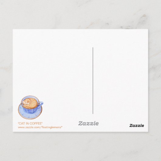 Chat en café 2 Carte postale (Dos)