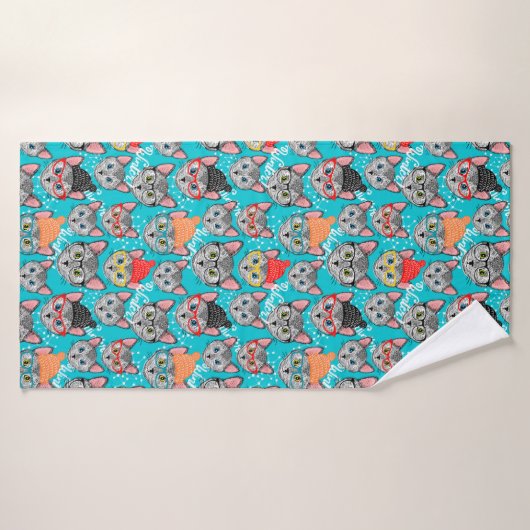 Chat en casquette (Serviette de bain)