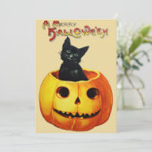 Chat en Citrouille Halloween Party Invitation (Debout devant)