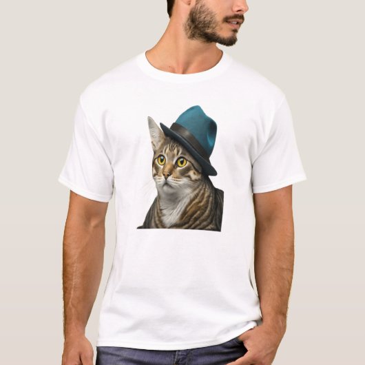 Chat en Fedora Hommes de base T-shirt design (Devant)