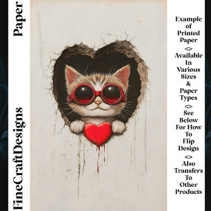 Chat En Lunettes Rouges, Papier À Scrapbook Red He