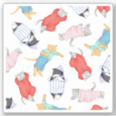 CHAT EN PYJAMA Autocollant vinyle 3x3 (Devant)
