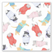 CHAT EN PYJAMA Autocollant vinyle 8x8 (Devant)