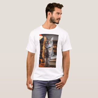 Chat en T-shirt cravate