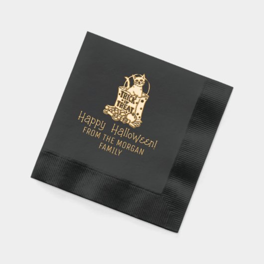 Chat en Trick Treat Bag Happy Halloween Wish Nom (Gauche)