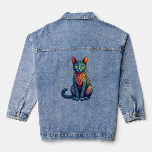 Chat en vitrail multicolore 784