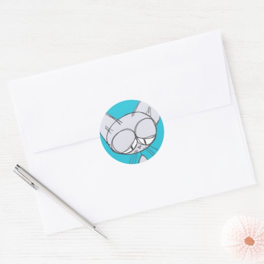 chat endormi - autocollant (Enveloppe)