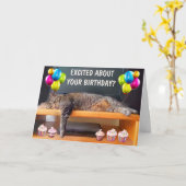 Chat ennuyeux Anniversaire Carte de voeux pliée (Fleur jaune)
