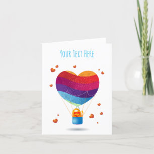 Chat et Ballon d'Amour Carte de Vacances