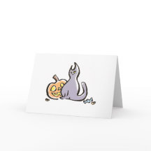 Chat et carte de voeux de Jack-o'-lantern