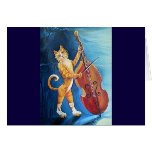 Chat et carte de voeux Fiddle (Devant horizontal)