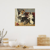Chat et chatons - Poster d'art américain (Cuisine)