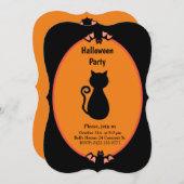 Chat et chauves-souris noirs modernes Invitation H (Devant / Derrière)