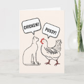 CHAT ET CHICKEN FUNNY ANNIVERTHDAGE CARTE DE SALUT (Devant)