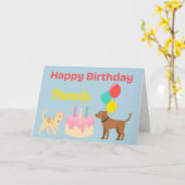 CHAT ET CHIEN BONNE CARTE D'ANNIVERSAIRE (Fleur jaune)
