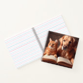 Chat et chien lisant un livre (Intérieur)