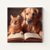 Chat et chien lisant un livre (Dos)