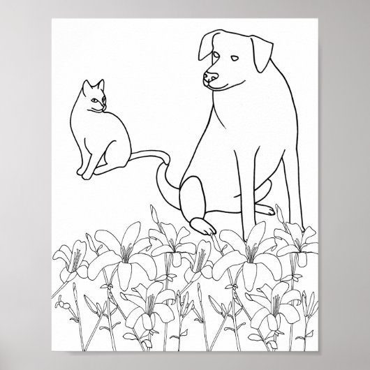 Chat et chien par Lily Fleurs, plan, Posters (Devant)