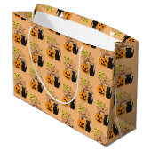 Chat et Citrouille Halloween Grand sac cadeau (Dos Angle)
