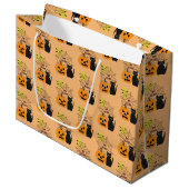 Chat et Citrouille Halloween Grand sac cadeau (Devant Angle)