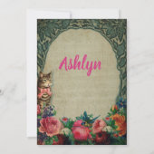 Chat et fleurs Invitation Vintage (Dos)