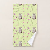 chat et fleurs motif (Serviette à main)