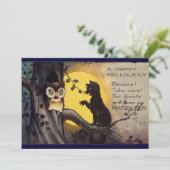 Chat et hibou Invitation de la fête d'Halloween Vi (Debout devant)