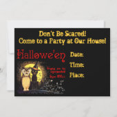Chat et hibou Invitation de la fête d'Halloween Vi (Dos)