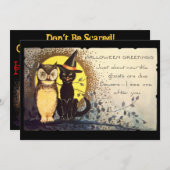 Chat et hibou Invitation de la fête d'Halloween Vi (Devant / Derrière)