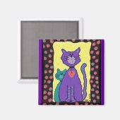 Chat et Kitty pourpres - aimant (Recto/Verso)