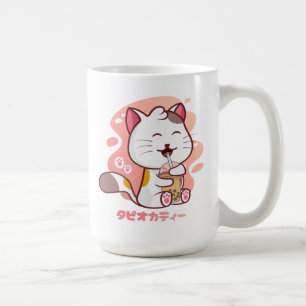 Chat Et Lait Boba Thé Anime Kawaii Café Mug