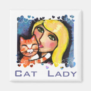 Chat et Madame blonde Fridge Magnet