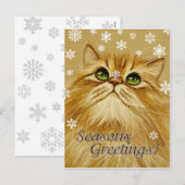 Chat et neige Joyeuses Fêtes - Carte postale (Devant / Derrière)