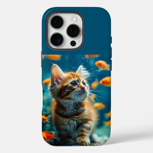 Chat et poisson iPhone 16 Pro Coque (Verso)
