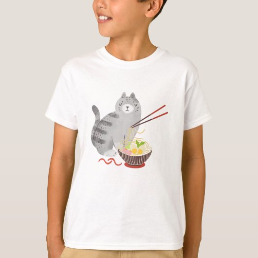 Chat et Ramen, t-shirt kawaii cat (Devant)
