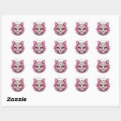 Chat et rose Roses Sticker Enveloppe Sceau Floral (Feuille)