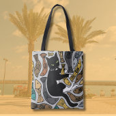 Chat et sac fourre-tout de poisson inhabituel