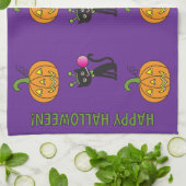 Chat Et Serviette De Cuisine Jack-O-Lantern (Plié)