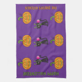 Chat Et Serviette De Cuisine Jack-O-Lantern (Vertical)