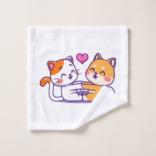 Chat et Shiba Inu (Gant de toilette)
