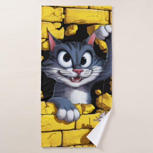 Chat et souris. (Serviette de bain)
