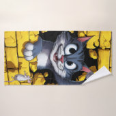 Chat et souris. (Serviette de bain)