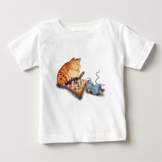 Chat et souris Jouer aux échecs Baby T-Shirt Amusa (Devant)